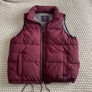 Abercrombie & Fitch Burgundy Puffer Vest